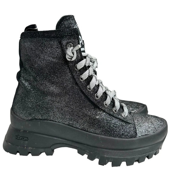 P448 Women's Denise Platform Sneaker Booties in Black Shimmer.  EU36/US 6-6.5 - Picture 3 of 11